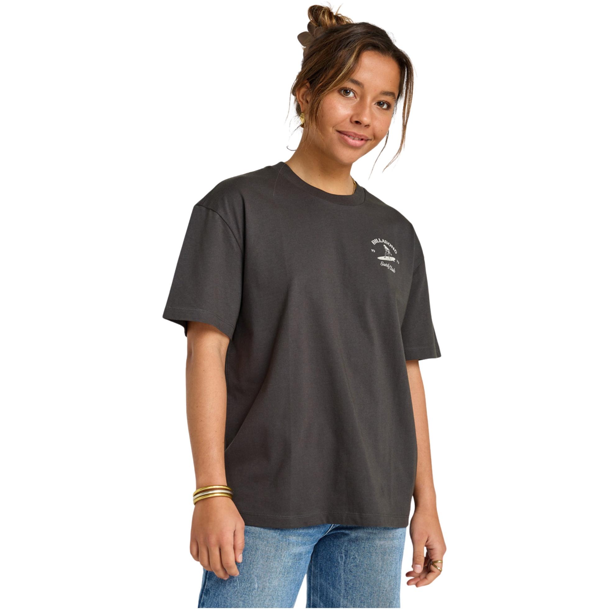 2025 Billabong Womens Catch Feelings Short Sleeve T-Shirt EBJZT00471 - Off Black